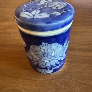 Blue Floral Ceramic Jar